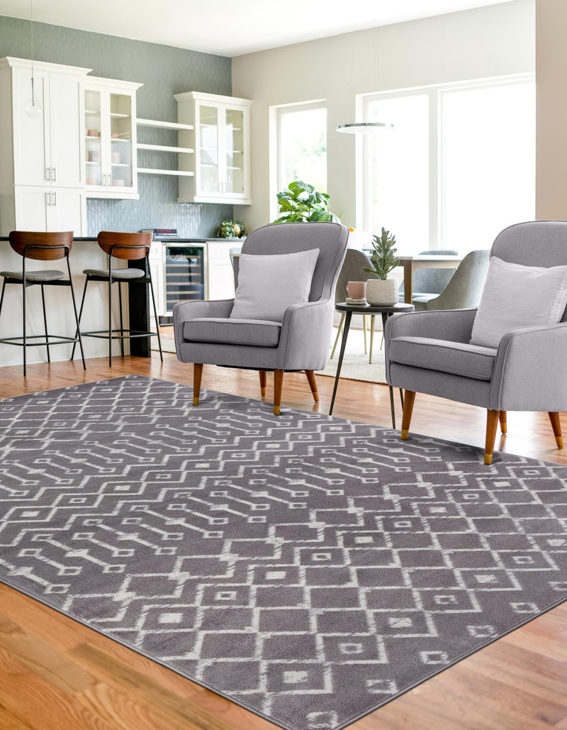 Marrakech Lattice Collection Area Rug - Medina (Light Gray) Rectangular Light Gray  lifestyle 16