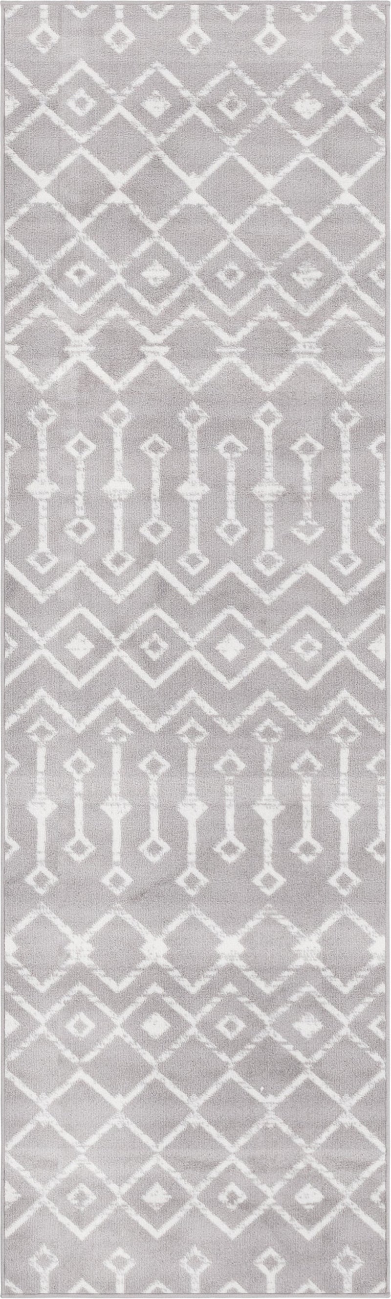 Marrakech Lattice Collection Area Rug - Medina (Light Gray) Runner Light Gray Main