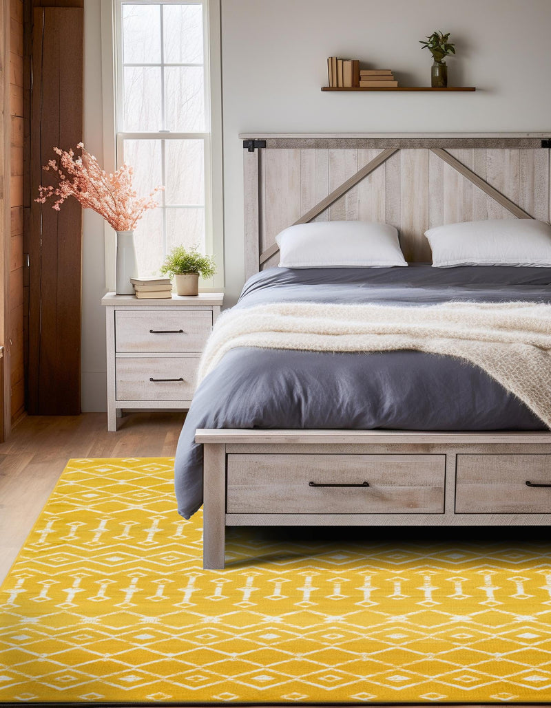 Marrakech Lattice Collection Area Rug - Medina (Yellow) Rectangular Yellow  lifestyle 4