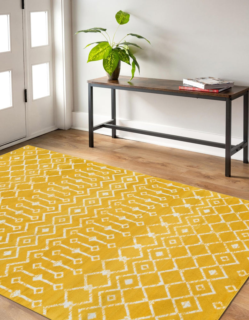 Marrakech Lattice Collection Area Rug - Medina (Yellow) Rectangular Yellow  lifestyle 10
