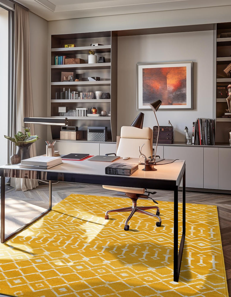Marrakech Lattice Collection Area Rug - Medina (Yellow) Rectangular Yellow  lifestyle 12