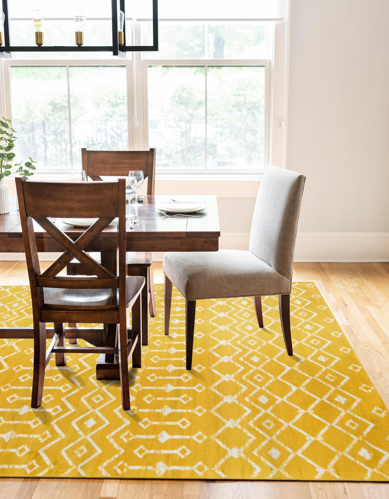 Marrakech Lattice Collection Area Rug - Medina (Yellow) Rectangular Yellow  lifestyle 14