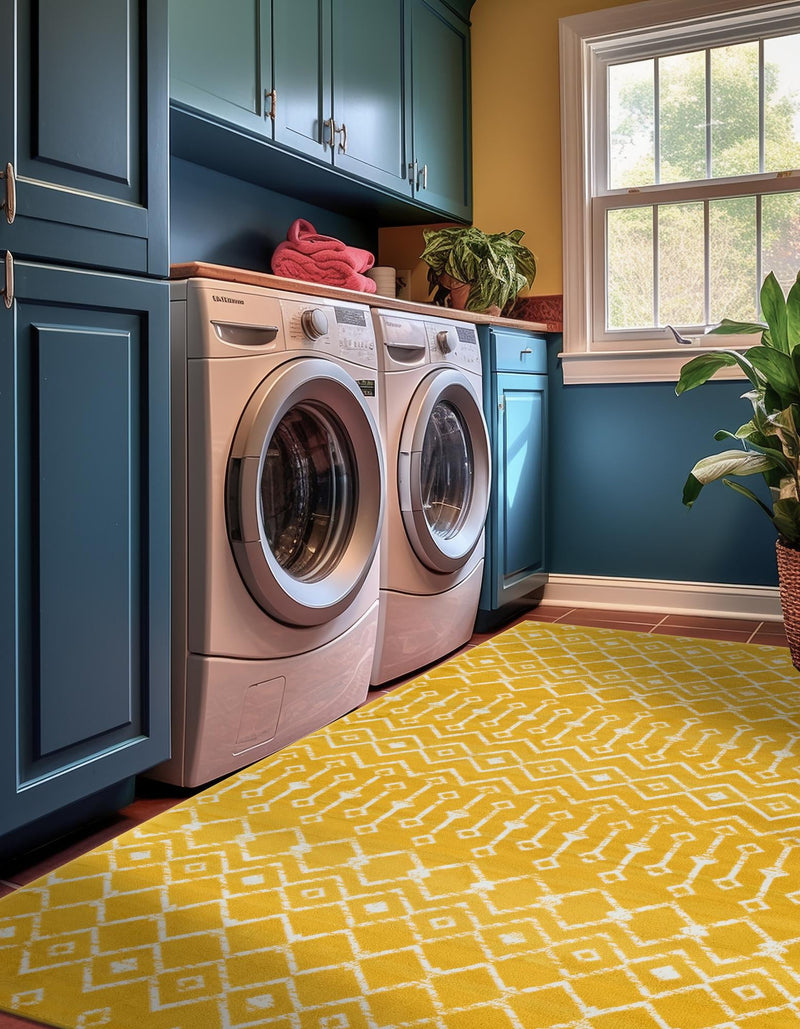 Marrakech Lattice Collection Area Rug - Medina (Yellow) Rectangular Yellow  lifestyle 16