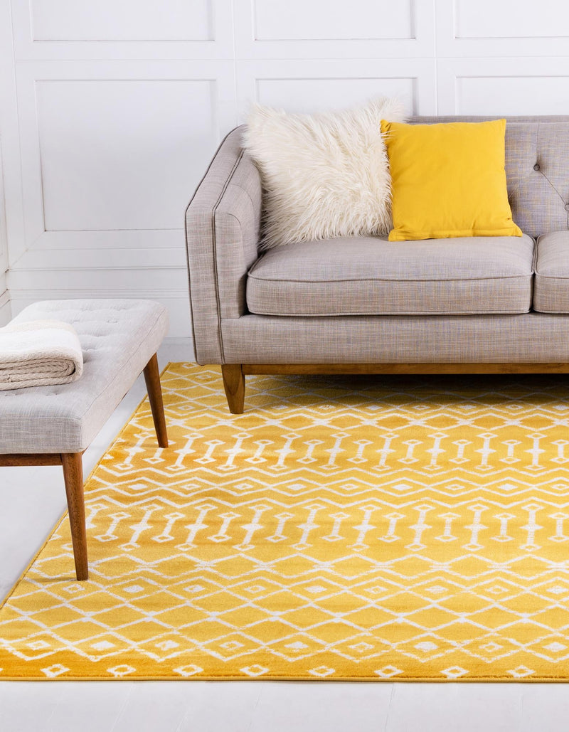 Marrakech Lattice Collection Area Rug - Medina (Yellow) Rectangular Yellow  lifestyle 20
