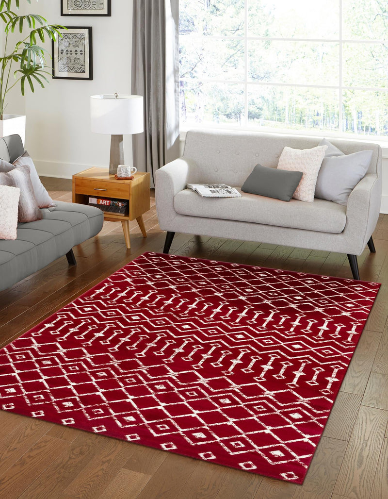 Marrakech Lattice Collection Area Rug - Medina (Red) Rectangle Red  lifestyle 2
