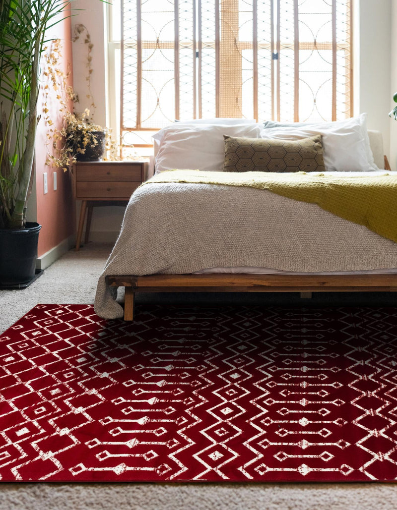 Marrakech Lattice Collection Area Rug - Medina (Red) Rectangle Red  lifestyle 4