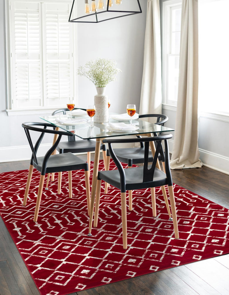 Marrakech Lattice Collection Area Rug - Medina (Red) Rectangle Red  lifestyle 6