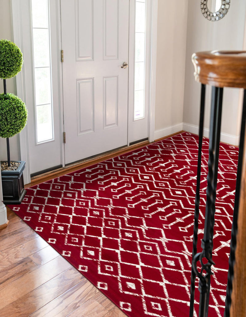 Marrakech Lattice Collection Area Rug - Medina (Red) Rectangle Red  lifestyle 8