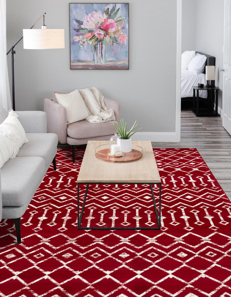 Marrakech Lattice Collection Area Rug - Medina (Red) Rectangle Red  lifestyle 10