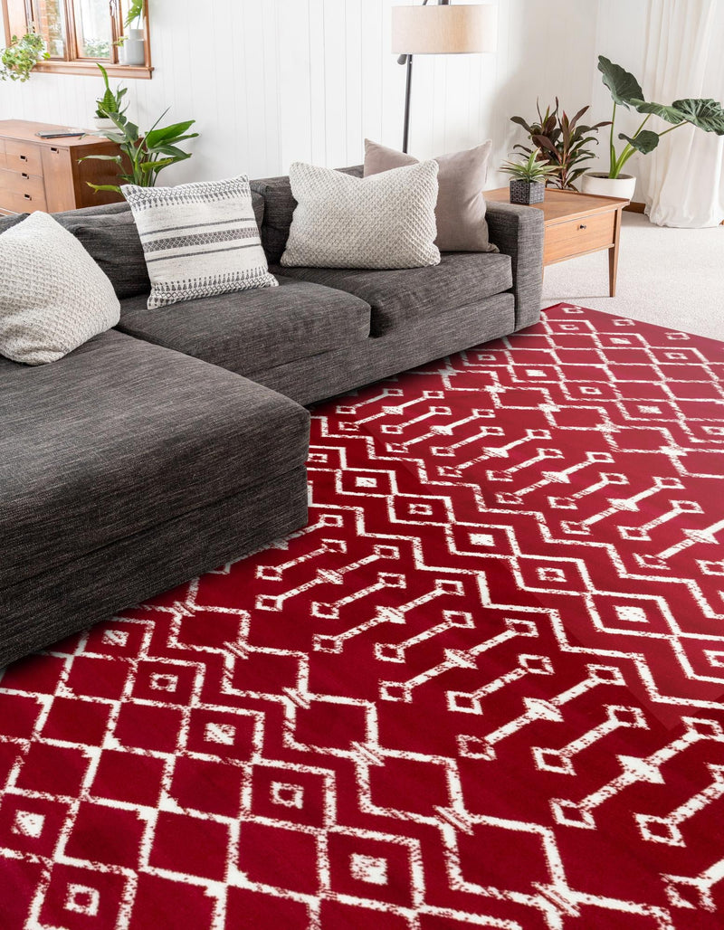 Marrakech Lattice Collection Area Rug - Medina (Red) Rectangle Red  lifestyle 12