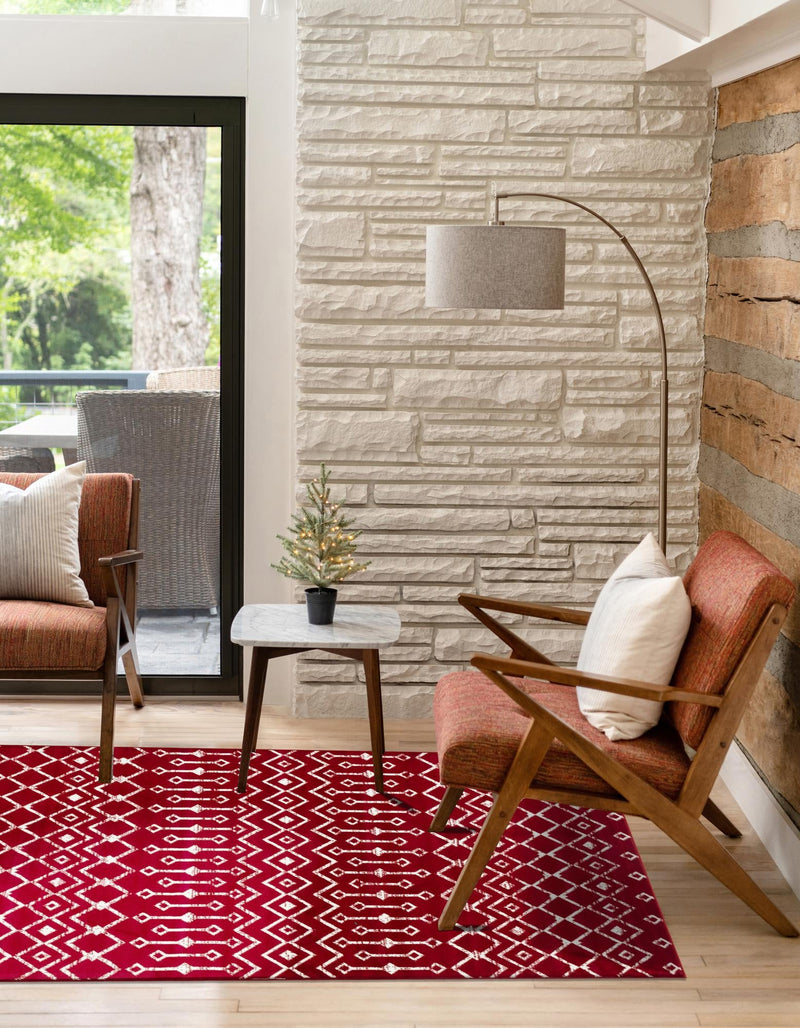 Marrakech Lattice Collection Area Rug - Medina (Red) Rectangle Red  lifestyle 14