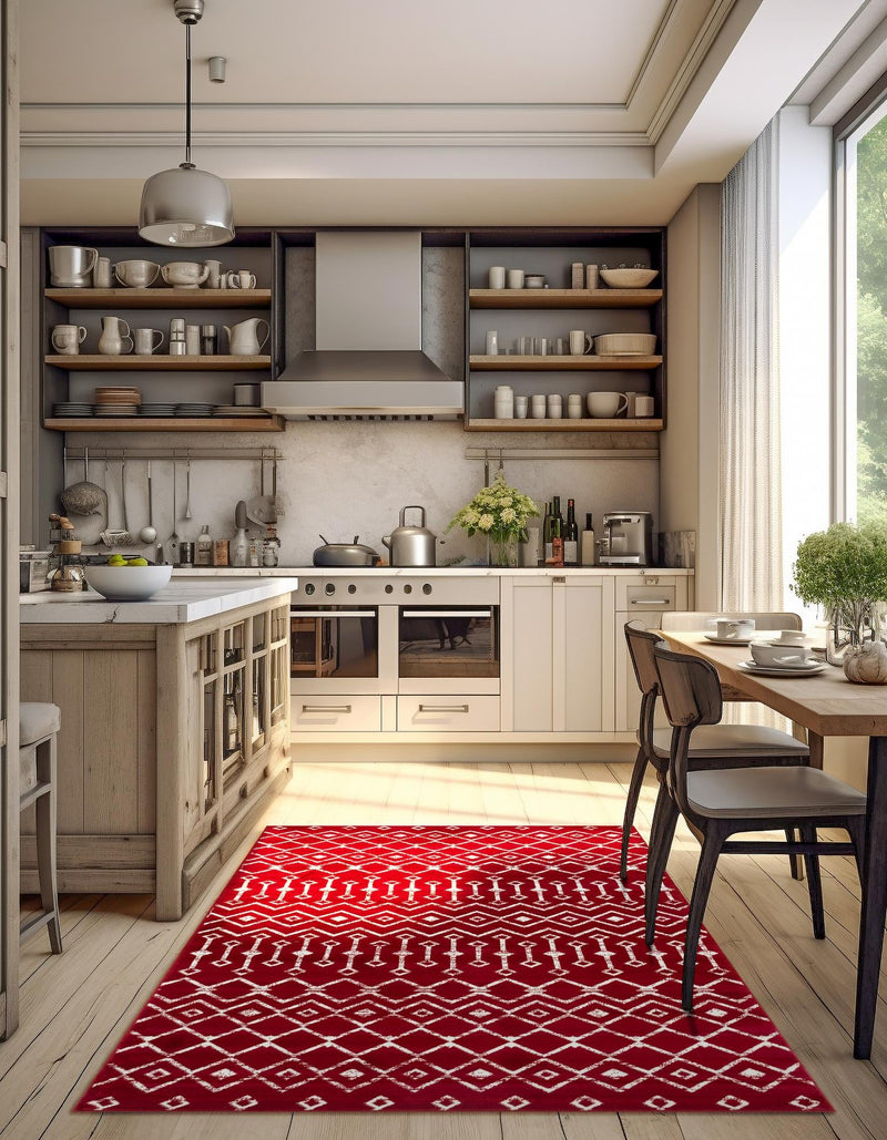 Marrakech Lattice Collection Area Rug - Medina (Red) Rectangle Red  lifestyle 16