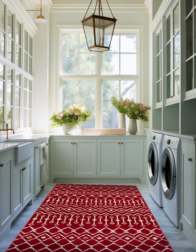 Marrakech Lattice Collection Area Rug - Medina (Red) Rectangle Red  lifestyle 18