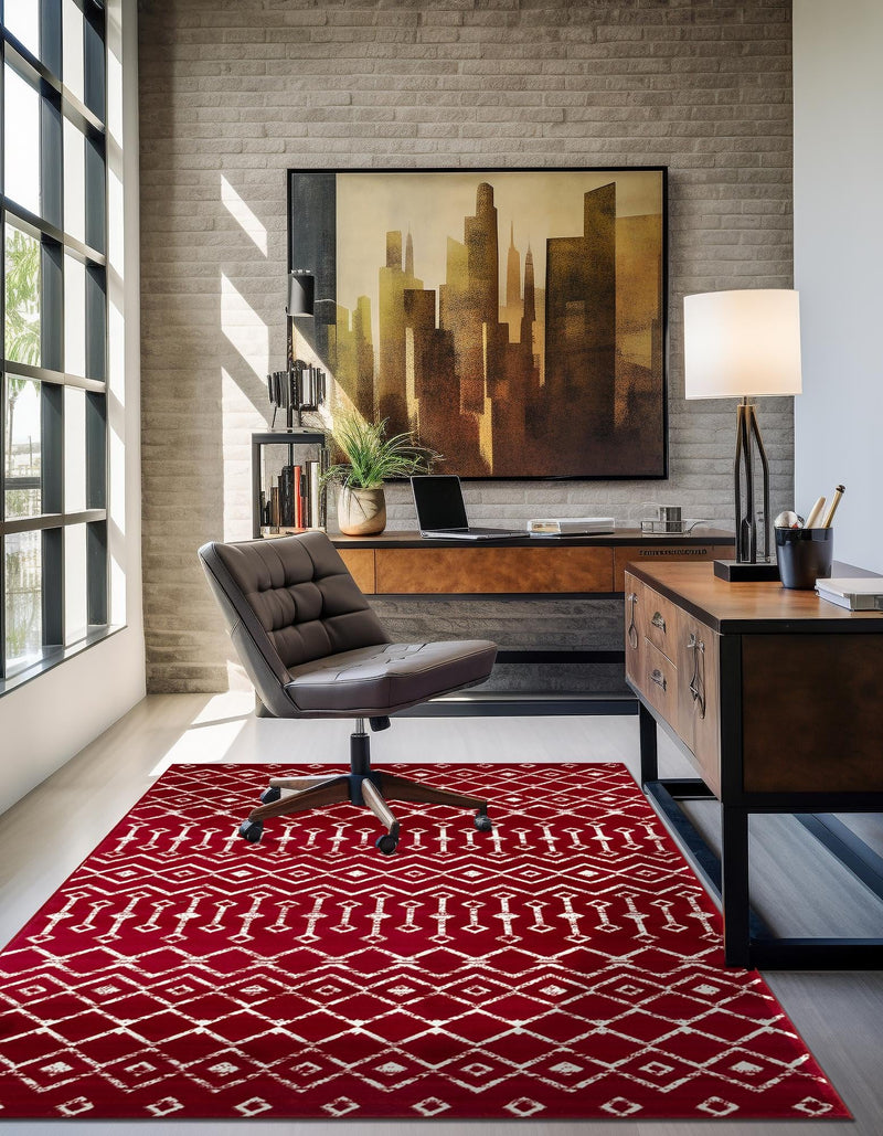 Marrakech Lattice Collection Area Rug - Medina (Red) Rectangle Red  lifestyle 31