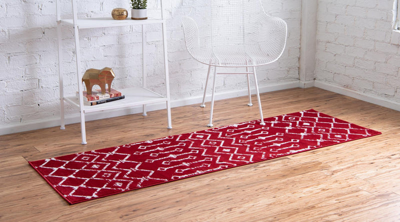 Marrakech Lattice Collection Area Rug - Medina (Red) Runner Red  lifestyle 2