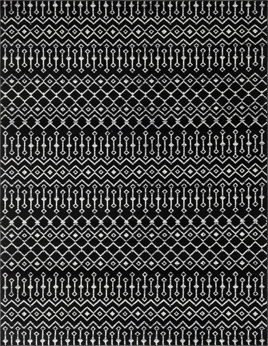 Marrakech Lattice Collection Area Rug - Medina (Black) Rectangle Black Main