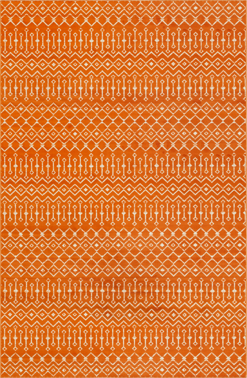 Marrakech Lattice Collection Area Rug - Medina (Orange) Rectangular Orange Main