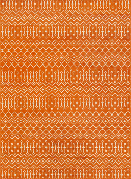 Marrakech Lattice Collection Area Rug - Medina (Orange) Rectangle Orange Main