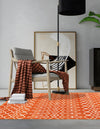 Marrakech Lattice Collection Area Rug - Medina (Orange) Rectangle Orange  lifestyle 3