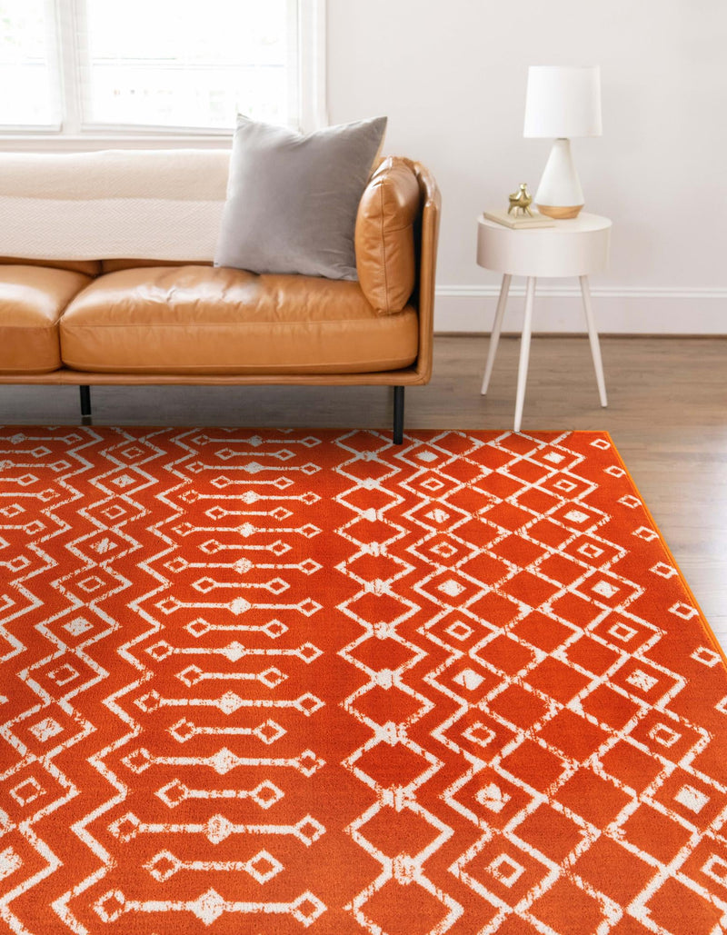 Marrakech Lattice Collection Area Rug - Medina (Orange) Rectangle Orange  lifestyle 10