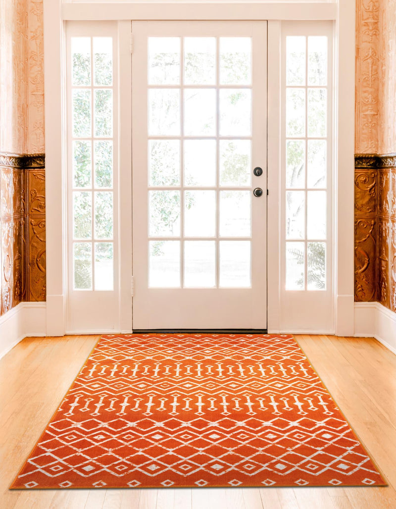 Marrakech Lattice Collection Area Rug - Medina (Orange) Rectangle Orange  lifestyle 13