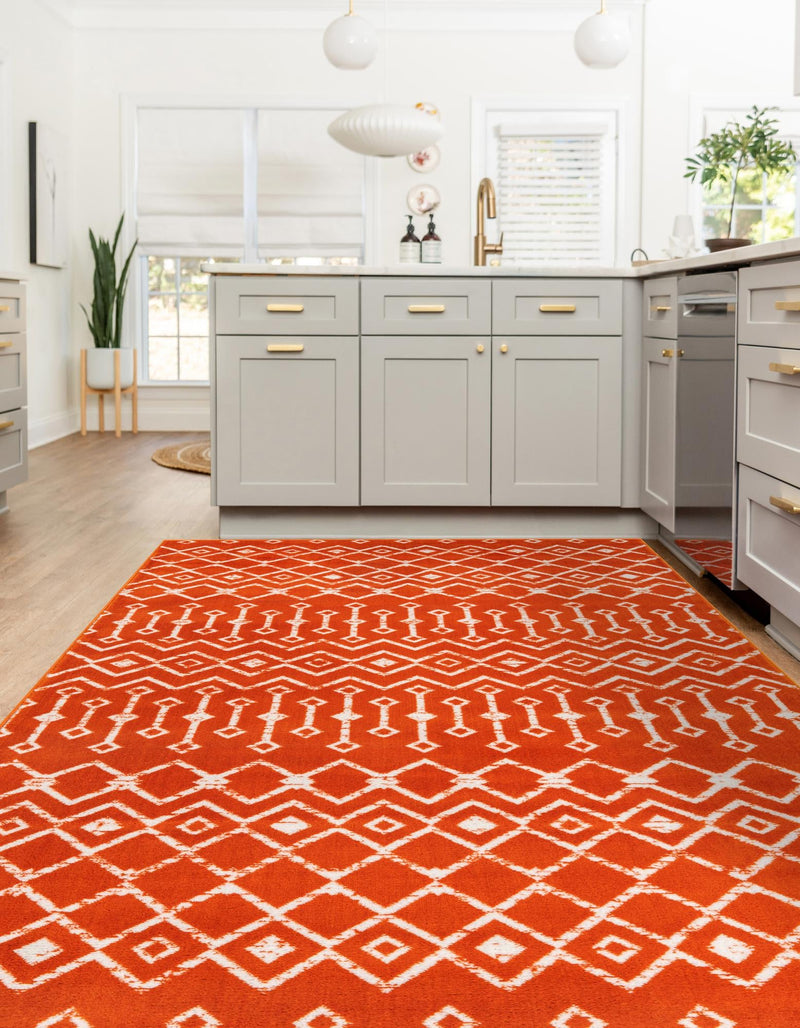 Marrakech Lattice Collection Area Rug - Medina (Orange) Rectangle Orange  lifestyle 19