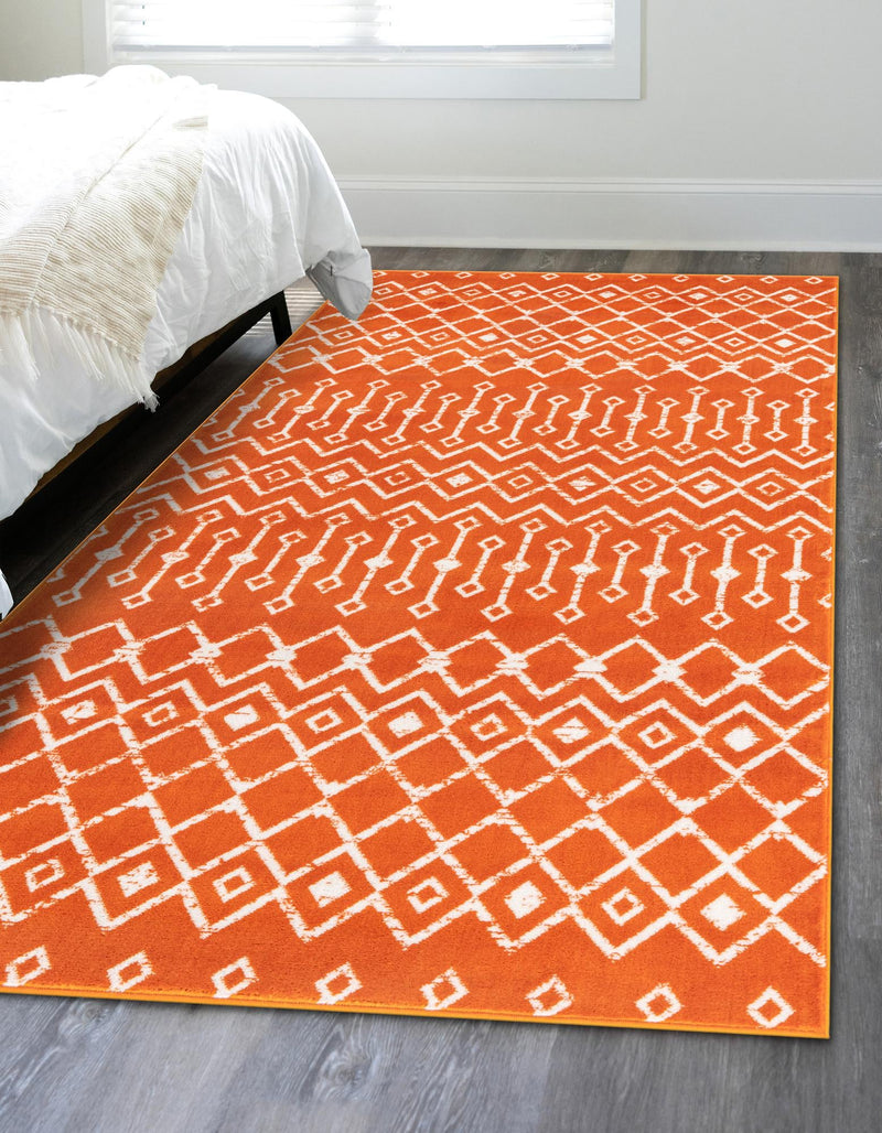 Marrakech Lattice Collection Area Rug - Medina (Orange) Rectangle Orange  lifestyle 22