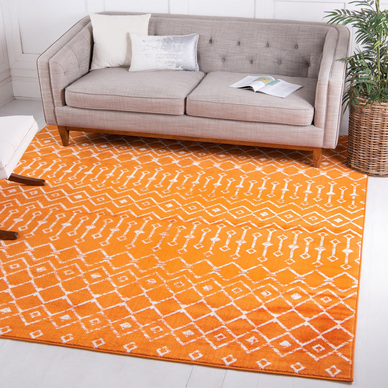 Marrakech Lattice Collection Area Rug - Medina (Orange) Square Orange  lifestyle 0