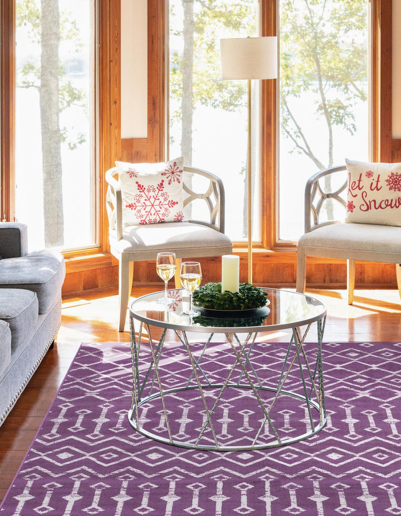 Marrakech Lattice Collection Area Rug - Medina (Violet) Rectangular Violet  lifestyle 3