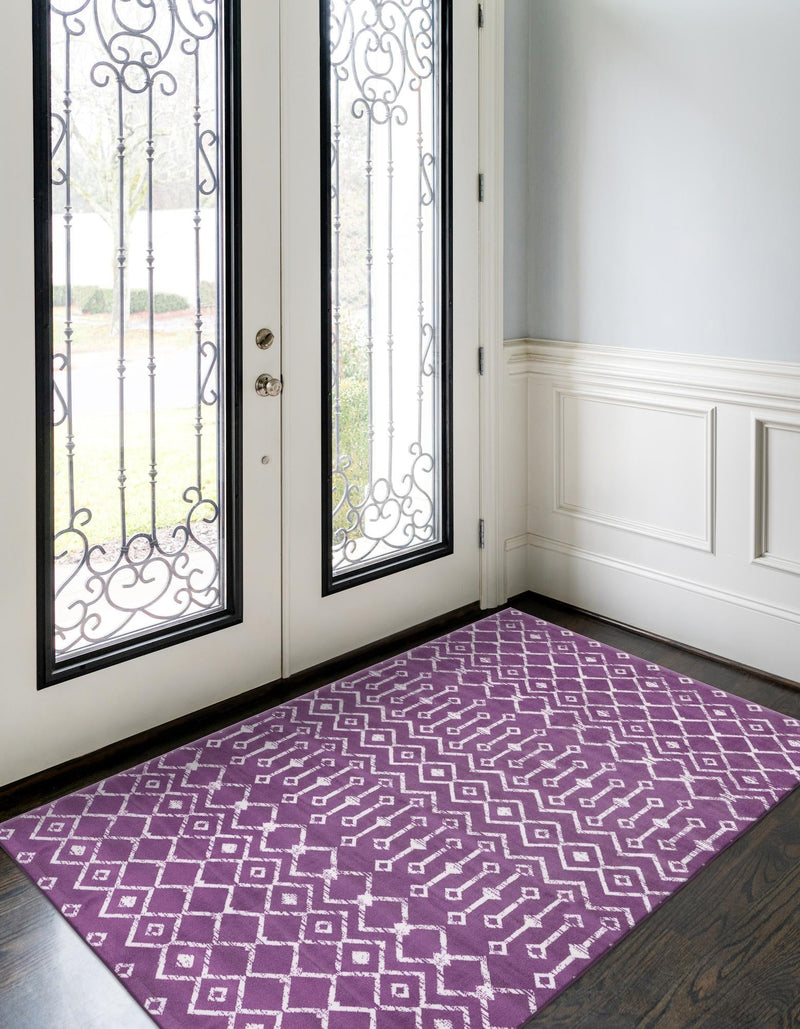 Marrakech Lattice Collection Area Rug - Medina (Violet) Rectangular Violet  lifestyle 6