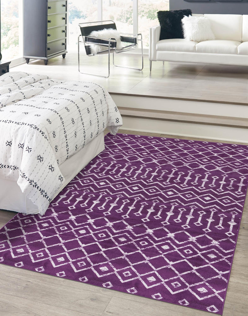 Marrakech Lattice Collection Area Rug - Medina (Violet) Rectangular Violet  lifestyle 9