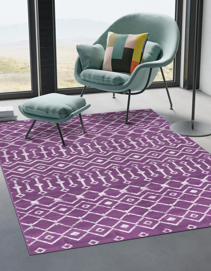 Marrakech Lattice Collection Area Rug - Medina (Violet) Rectangular Violet  lifestyle 12
