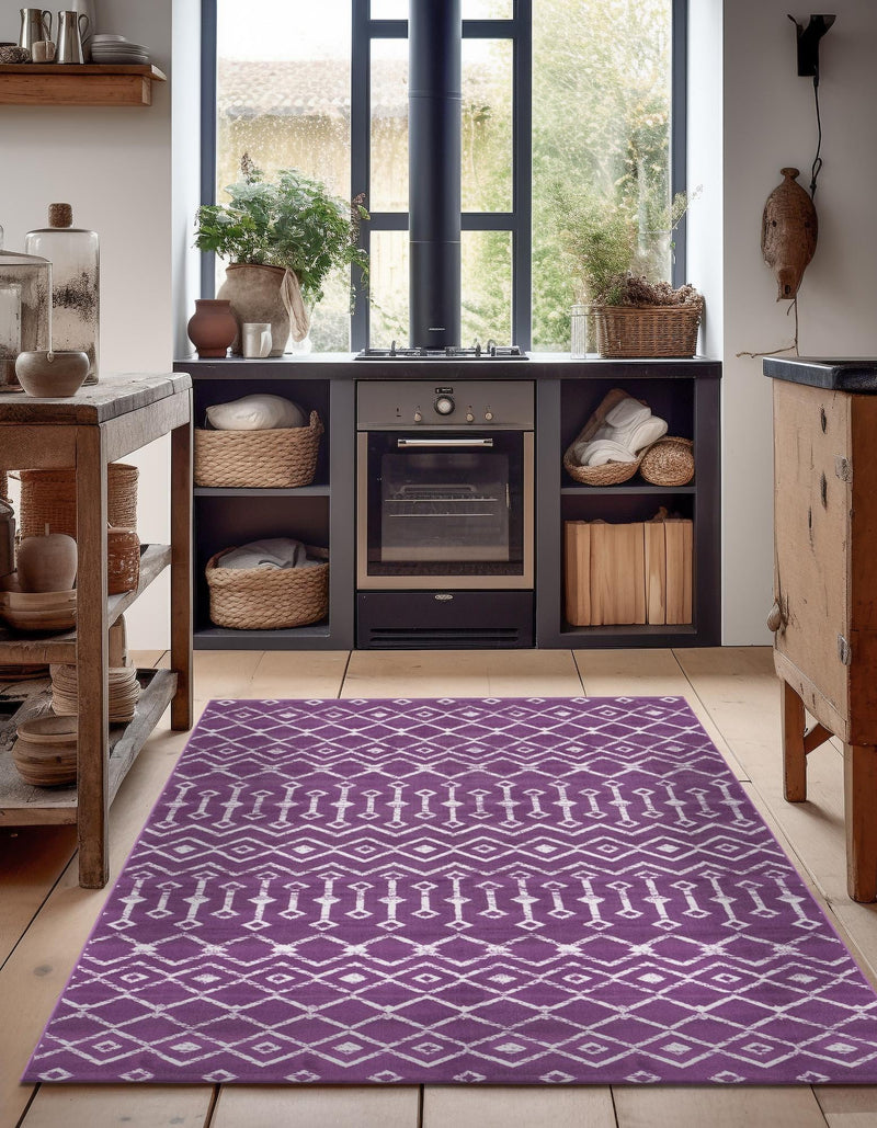 Marrakech Lattice Collection Area Rug - Medina (Violet) Rectangular Violet  lifestyle 15