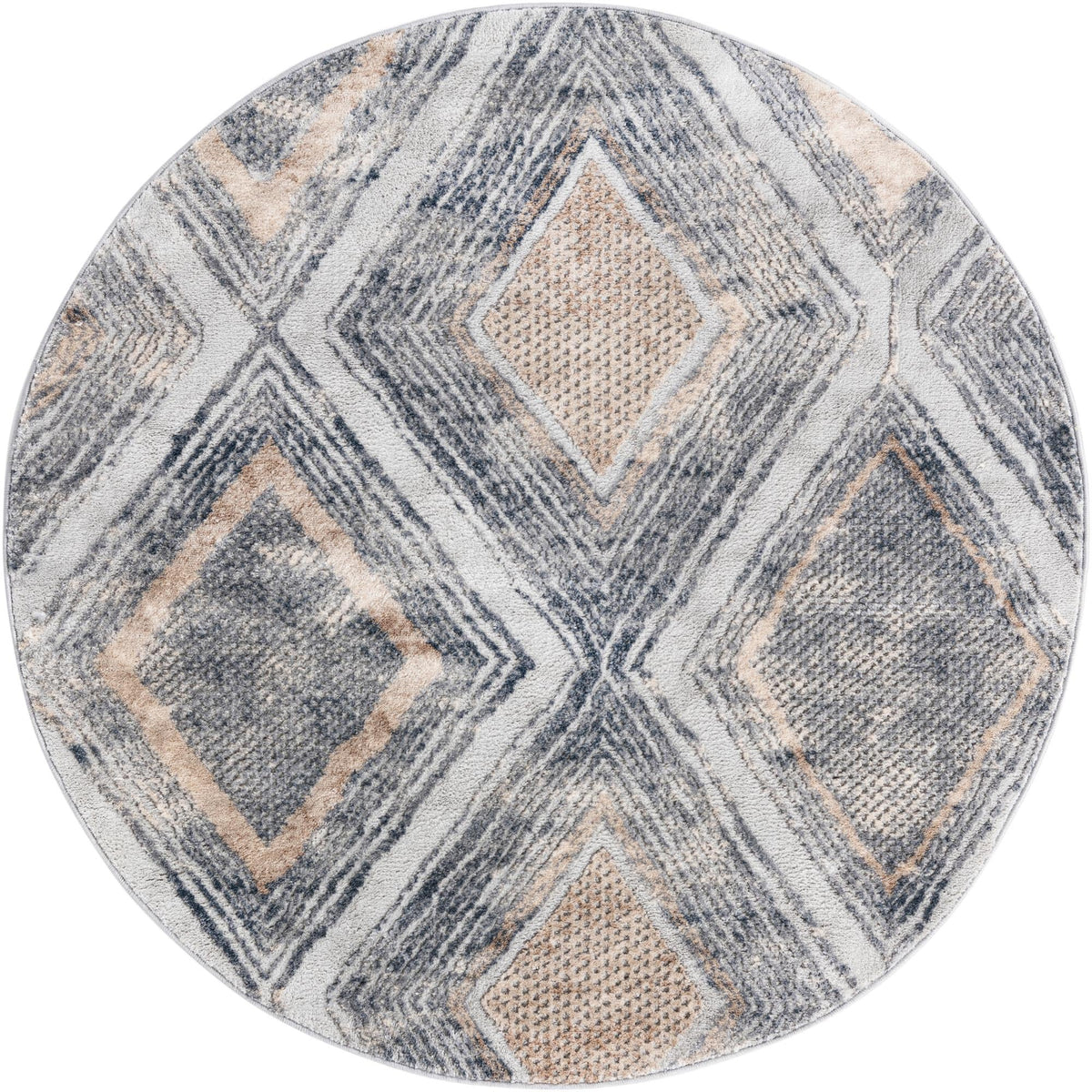 Aegean Elegance Collection Area Rug -  Rhodes Round Gray Cream  lifestyle 31