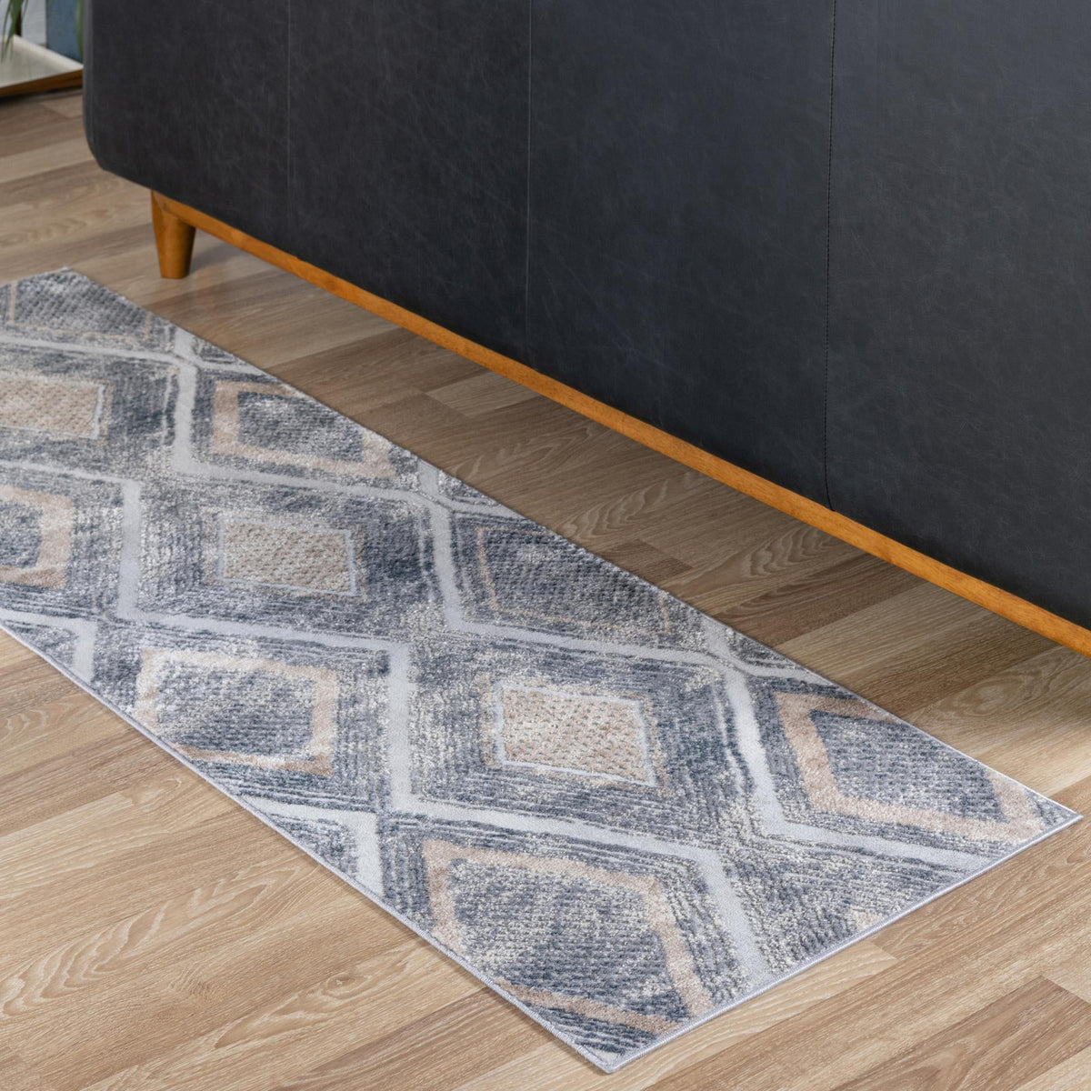 Aegean Elegance Collection Area Rug -  Rhodes Runner Gray Cream  lifestyle 130