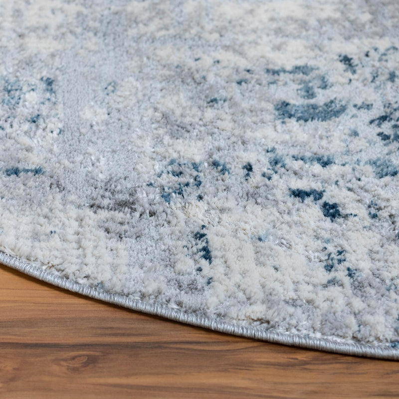 Aegean Elegance Collection Area Rug -  Milos Round Gray Blue  lifestyle 34