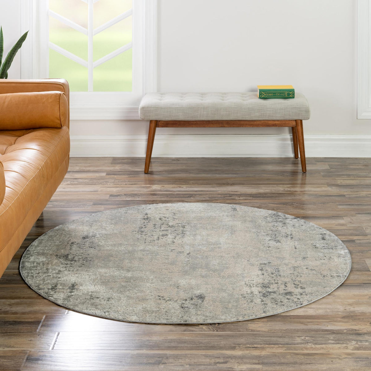 Aegean Elegance Collection Area Rug -  Ithaca Round Gray  lifestyle 80