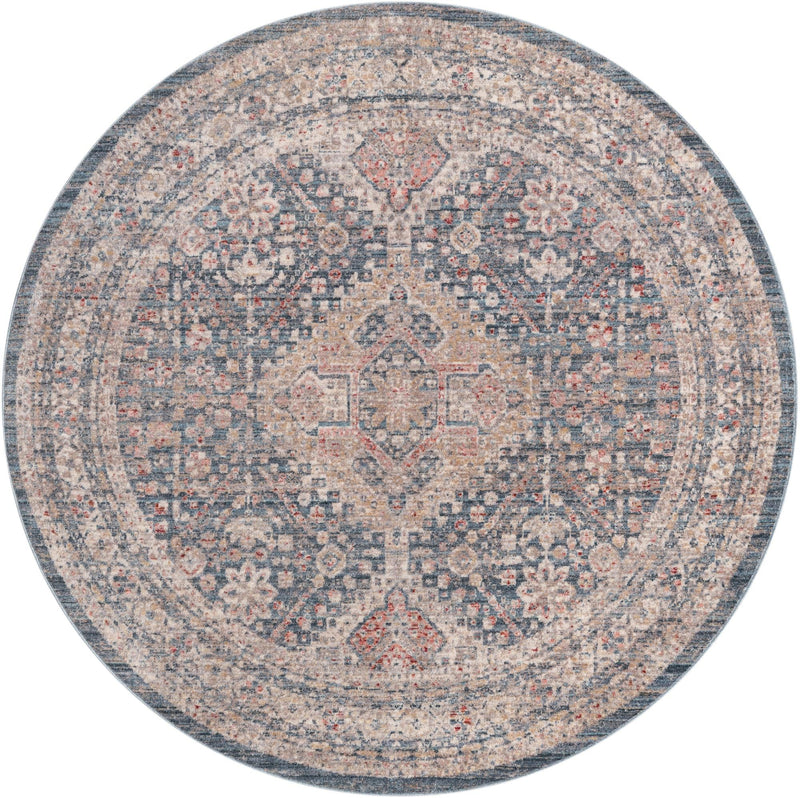 Regal Estates Collection Area Rug - Majesty Round Blue  lifestyle 63