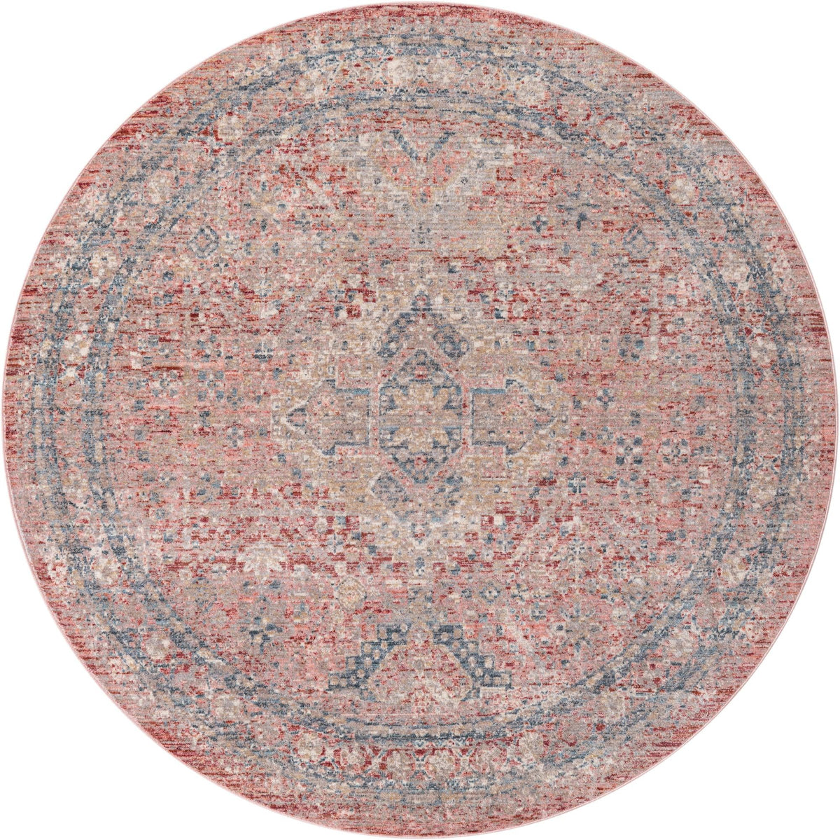 Regal Estates Collection Area Rug - Majesty Round Rose Rust  lifestyle 58