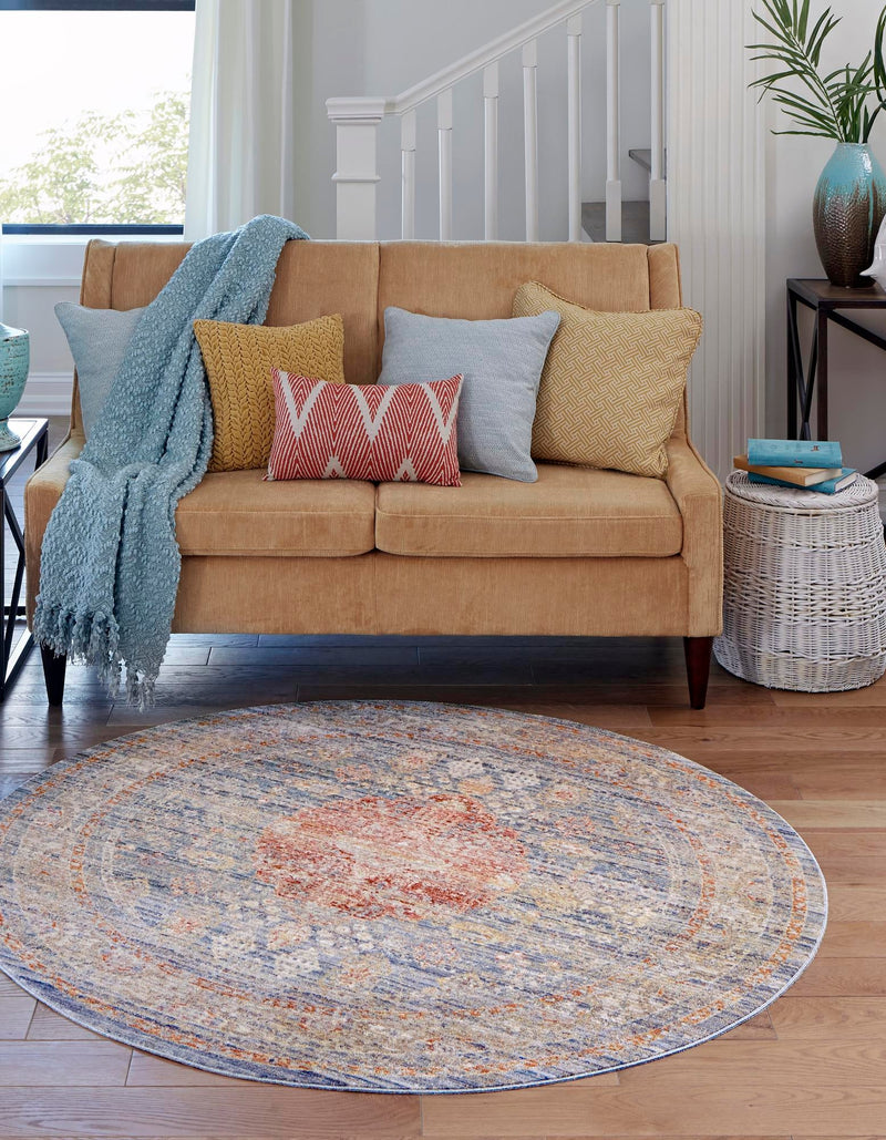 Regal Estates Collection Area Rug -  Sovereign Round Blue  lifestyle 19