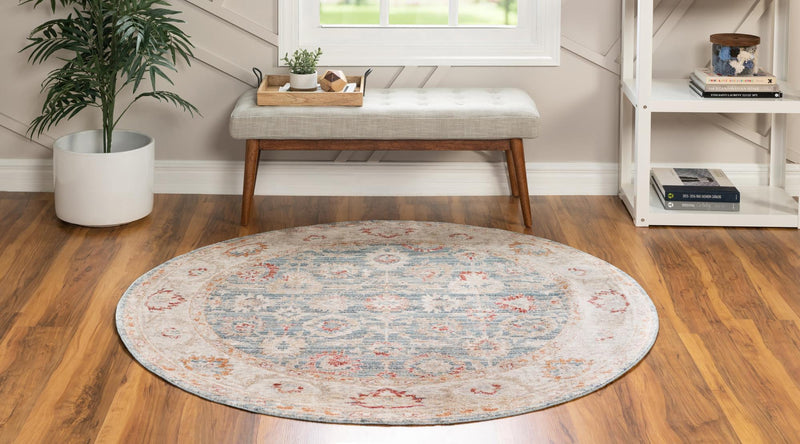 Regal Estates Collection Area Rug -  Dynasty Round Blue  lifestyle 38