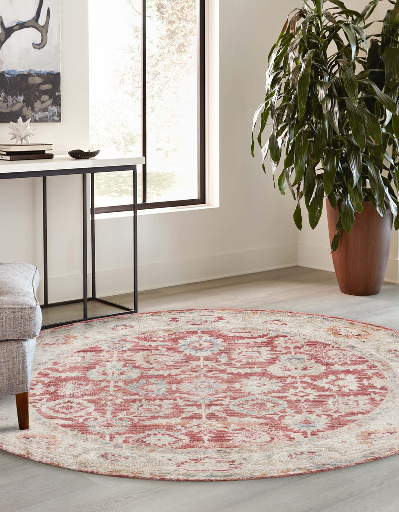 Regal Estates Collection Area Rug -  Dynasty Round Red  lifestyle 48