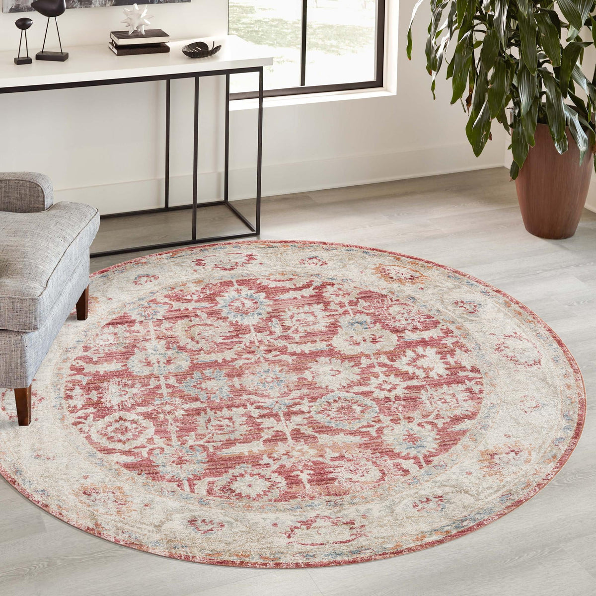 Regal Estates Collection Area Rug -  Dynasty Round Red  lifestyle 67