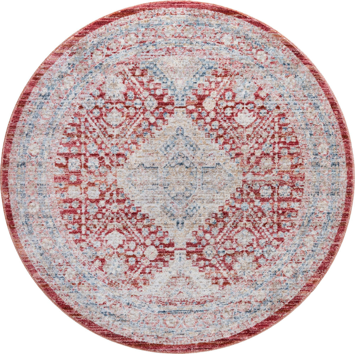 Regal Estates Collection Area Rug - Majesty Round Red  lifestyle 56
