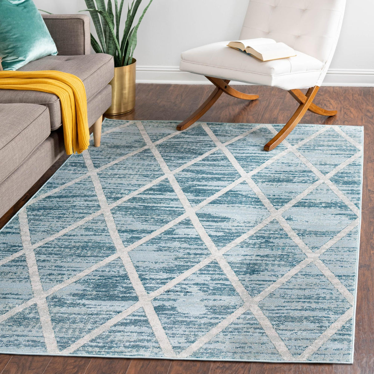 Celestial Luminescence Collection Area Rug - Aurora Rectangle Light Blue  lifestyle 39