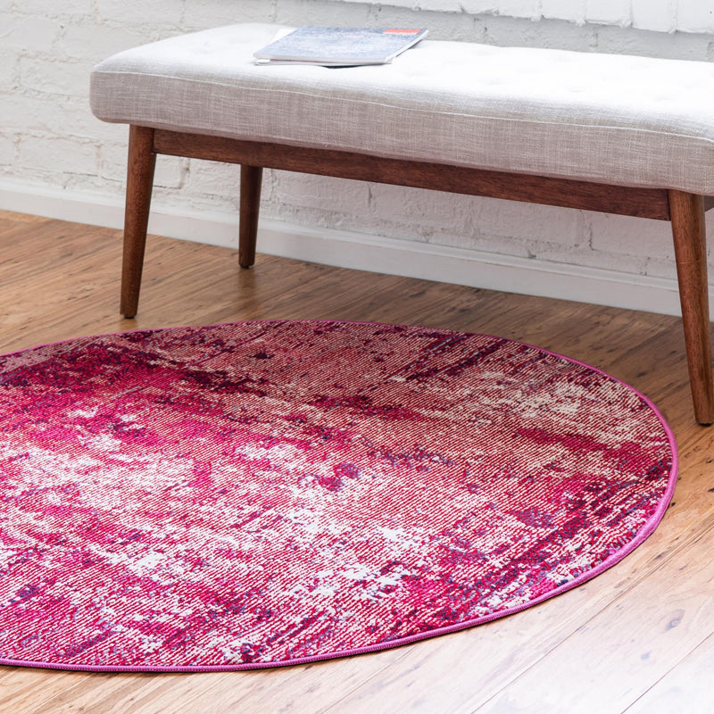Celestial Luminescence Collection Area Rug -  Nebula Round Red  lifestyle 48
