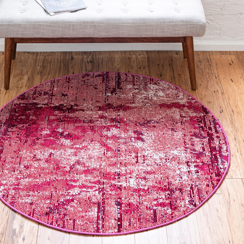 Celestial Luminescence Collection Area Rug -  Nebula Round Red  lifestyle 70