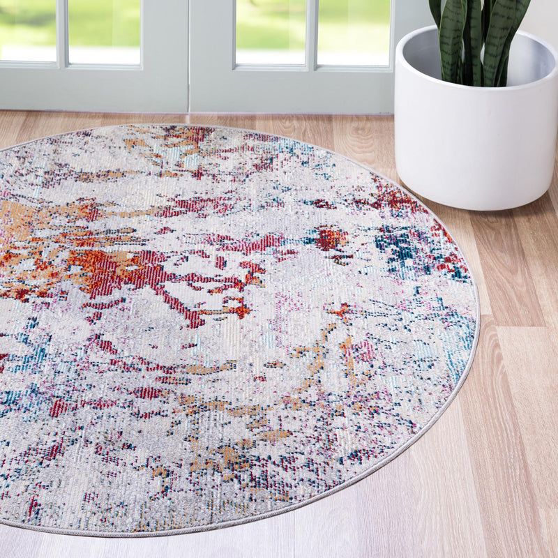 Celestial Luminescence Collection Area Rug -  Nebula Round Gray  lifestyle 72