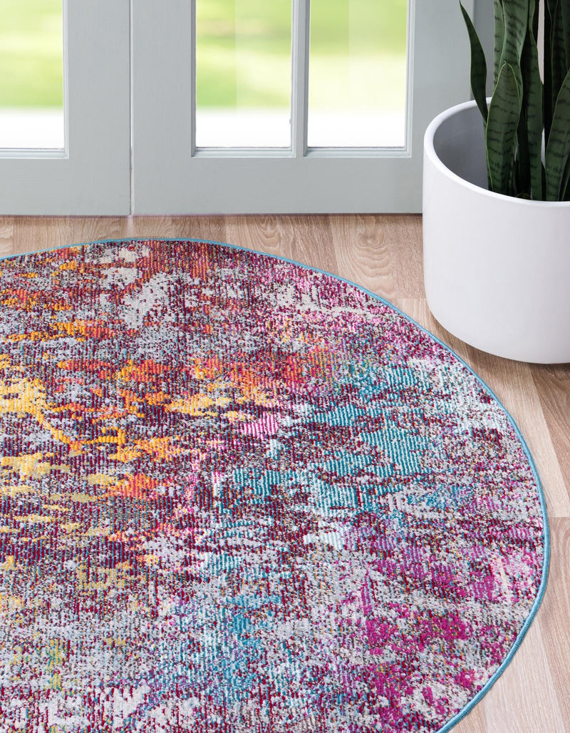 Celestial Luminescence Collection Area Rug -  Nebula Round Multi  lifestyle 74