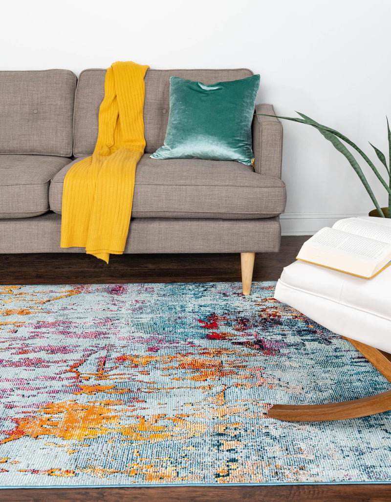 Celestial Luminescence Collection Area Rug -  Nebula Rectangle Blue and Multi  lifestyle 8